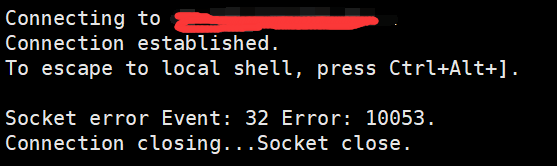 Socket error Event: 32 Error: 10053.