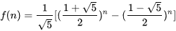 Fibonacci sequence general formula