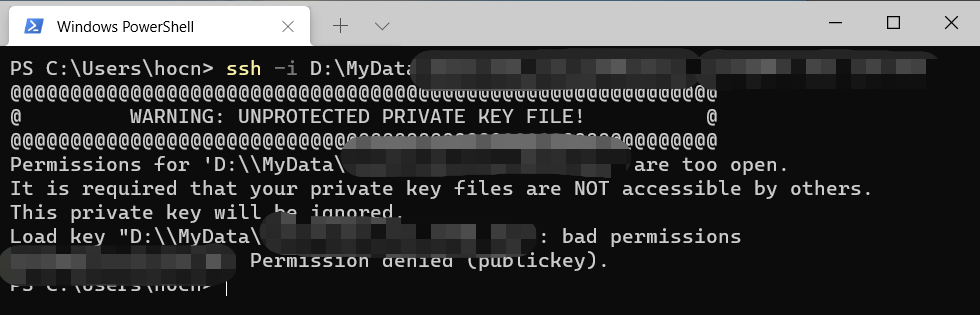WARNING: UNPROTECTED PRIVATE KEY FILE!