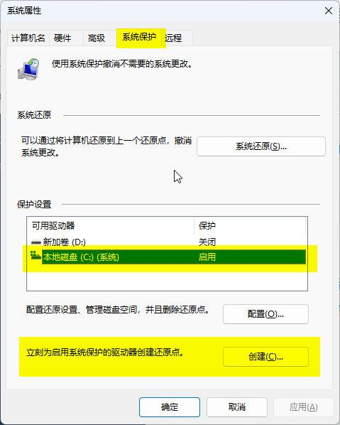 Create restore point
